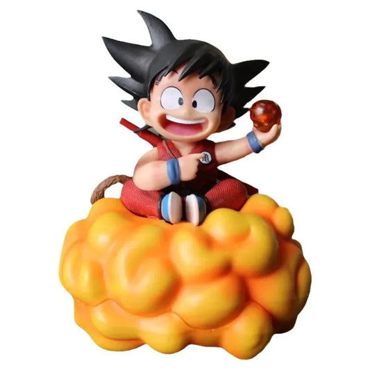 Young Son Goku Action Figure - Dynamic Pose sitting on Flying Nimbus cloud