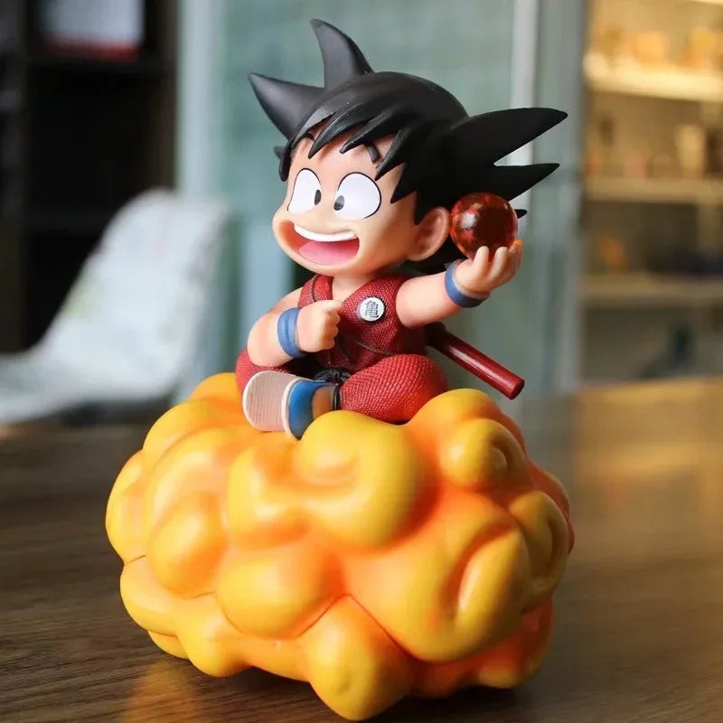 Young Son Goku Action Figure - Dynamic Pose sitting on Flying Nimbus cloud